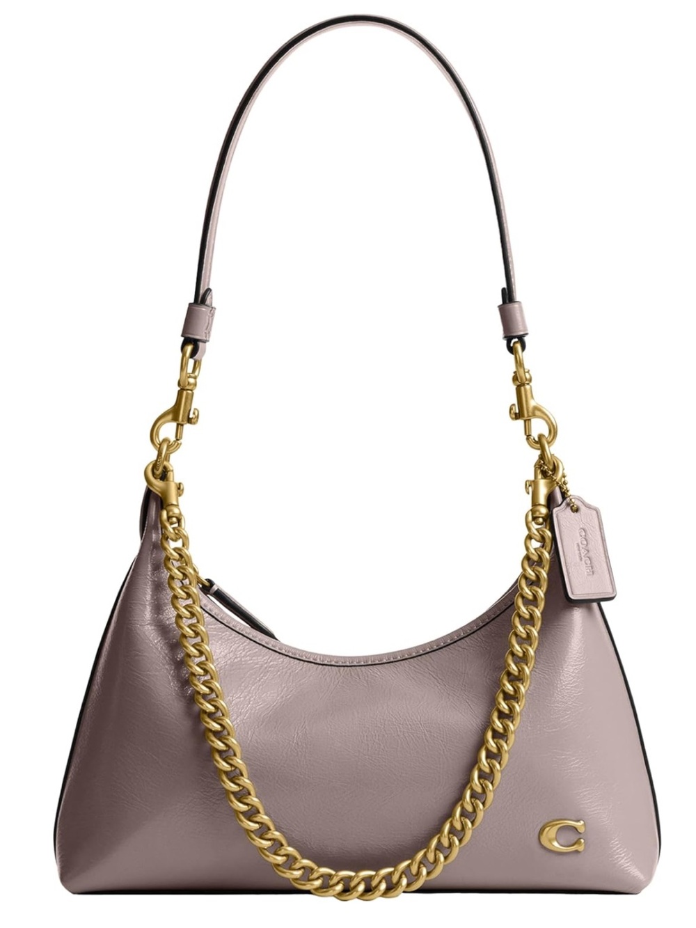 Coach Lilac Ash Juliet Leather Shoulder Bag 25 with Gold Chain - New